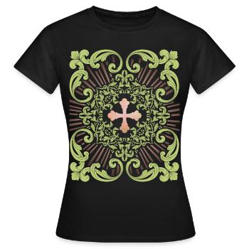 Jesus Cross, Jesus Christ Cross, Vintage Cross - Women's T-Shirt - black - Front - AI Model Female 172 dark (172cm)