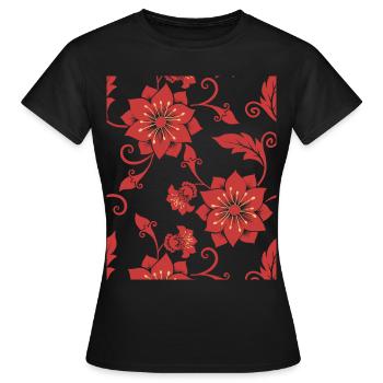 Muster, Blumenmuster, dekorative Blumen, Plakat - Frauen T-Shirt - Schwarz - Vorne - AI Model Female 172 dark (172cm)