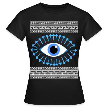 Grec ancien sinueux œil bleu - T-shirt Femme - noir - Devant - AI Model Female 172 dark (172cm)