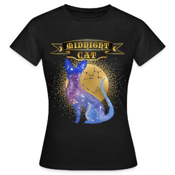 Chat Minuit-Chat Disant Ciel Étoilé Chat Siamois - T-shirt Femme - noir - Devant - AI Model Female 172 dark (172cm)