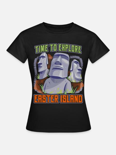 Steinköpfe, Moai, Osterinsel Rapa-Nui - Frauen T-Shirt - Schwarz