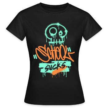 École, frustration scolaire, drôle de dire style graffiti - T-shirt Femme - noir - Devant - AI Model Female 172 dark (172cm)