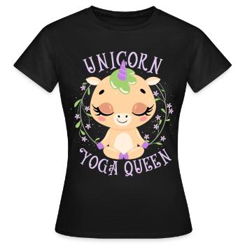 Licorne de yoga, reine du yoga licorne, dicton drôle - T-shirt Femme - noir - Devant - AI Model Female 172 dark (172cm)