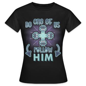 Christlicher Spruch Jesus Christus, Kreuz - Frauen T-Shirt - Schwarz - Vorne - AI Model Female 172 dark (172cm)