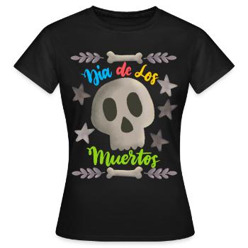 Dia-de-los-Muertos, Jour des Morts, Crâne de Sucre - T-shirt Femme - noir - Devant - AI Model Female 172 dark (172cm)
