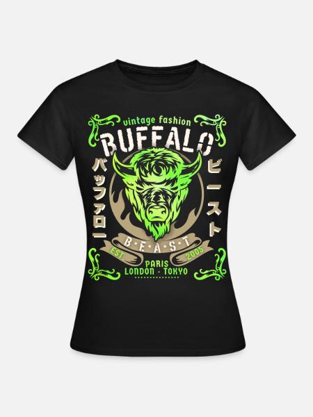 Vintage Buffalo Buffalo Head, Buffalo Design - Women's T-Shirt - black