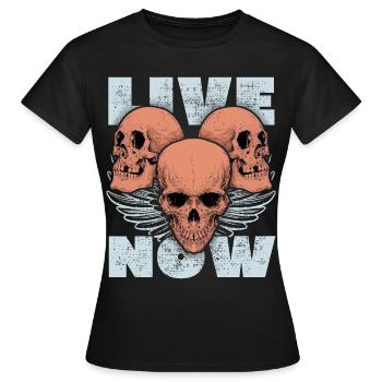 3 Totenschädel, 3 Totenköpfe, Engelflügel Spruch - Frauen T-Shirt - Schwarz - Vorne - AI Model Female 172 dark (172cm)
