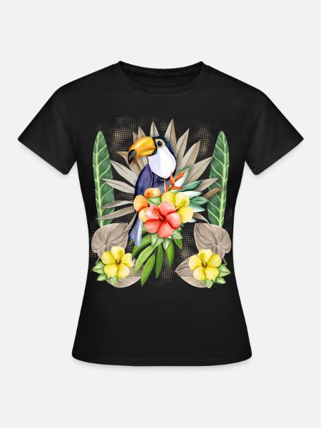 Tukan-Vogel, Tukan-Spruch, Hibiskus-Tukan - Frauen T-Shirt - Schwarz