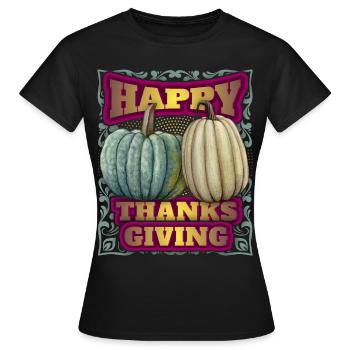 Thanksgiving vintage, Joyeux Thanksgiving - T-shirt Femme - noir - Devant - AI Model Female 172 dark (172cm)