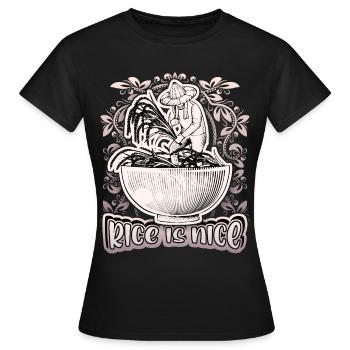 Riz, bol de riz, riziculteur, disant - T-shirt Femme - noir - Devant - AI Model Female 172 dark (172cm)