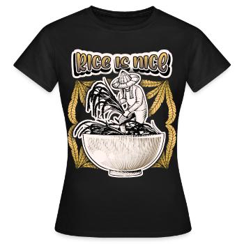 Riziculteur avec bol de riz, disant riz - T-shirt Femme - noir - Devant - AI Model Female 172 dark (172cm)