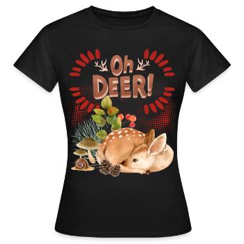 Chevreuil Bambi fauve dans la forêt drôle de dicton, jeu de mots - T-shirt Femme - noir - Devant - AI Model Female 172 dark (172cm)