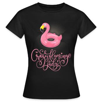 Crazy-Flamingo-Lady funny saying, calligraphy - Women's T-Shirt - black - Front - AI Model Female 172 dark (172cm)