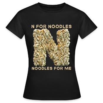 Nouilles, pâtes, drôle de dicton, quota de nouilles - T-shirt Femme - noir - Devant - AI Model Female 172 dark (172cm)