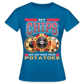 Poker-Spiel, Poker-Game, Poker-Spieler, Gambling - Frauen T-Shirt - Antikblaues Saphir meliert - Vorne - AI Model Female 172 dark (172cm)