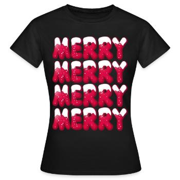 Christmas Merry-Christmas Typography Merry - Women's T-Shirt - black - Front - AI Model Female 172 dark (172cm)