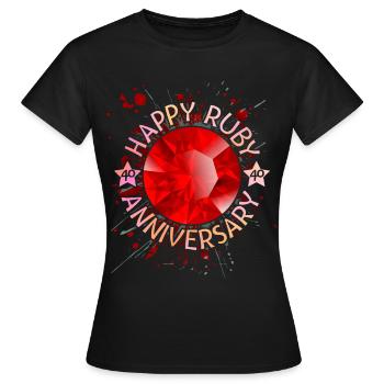 Mariage rubis, anniversaire de mariage 40 ans - T-shirt Femme - noir - Devant - AI Model Female 172 dark (172cm)