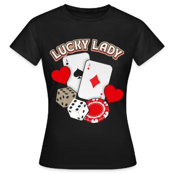 Lucky Lady, chance dans le jeu, bonheur amoureux - T-shirt Femme - noir - Devant - AI Model Female 172 dark (172cm)