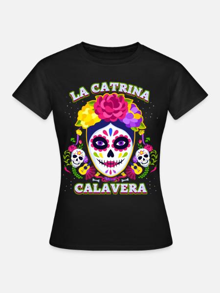 La-Catrina, Catrina-Calavera, Dia-de-los-Muertos - Women's T-Shirt - black