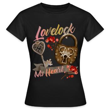 Le cadenas de la Saint-Valentin aime dire - T-shirt Femme - noir - Devant - AI Model Female 172 dark (172cm)