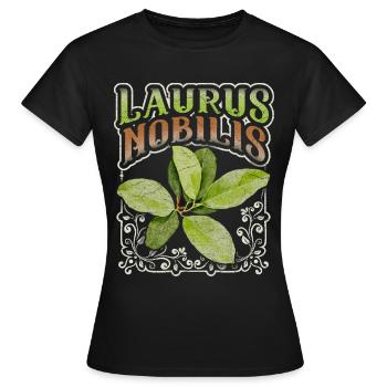 Bay leaf, bay leaf, Laurus-Nobilis - Women's T-Shirt - black - Front - AI Model Female 172 dark (172cm)
