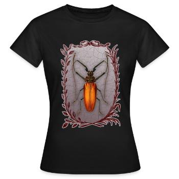 Insectes-coléoptères, coléoptères de mai, Enoplocerus armillatus - T-shirt Femme - noir - Devant - AI Model Female 172 dark (172cm)