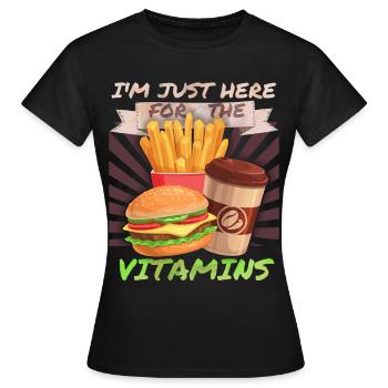 Junk-Food, Fast Food, Hamburger lustiger Spruch - Frauen T-Shirt - Schwarz - Vorne - AI Model Female 172 dark (172cm)