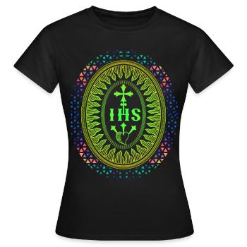 Jesus, Jesus Christus, IHS Jesuiten, Jesuitenorden - Frauen T-Shirt - Schwarz - Vorne - AI Model Female 172 dark (172cm)