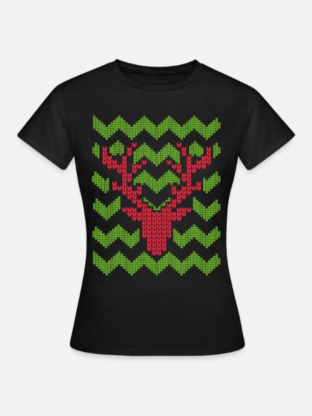 Reindeer Christmas knitted pattern knitted motif - Women's T-Shirt - black