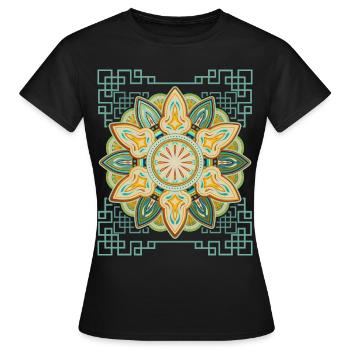 Vintage Mandala Design 3D Mandala - T-shirt Femme - noir - Devant - AI Model Female 172 dark (172cm)