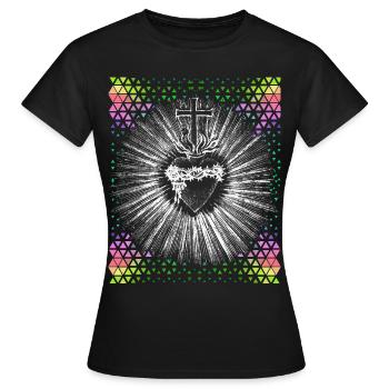 Chrétien, Jésus-Christ, Cœur qui saigne - T-shirt Femme - noir - Devant - AI Model Female 172 dark (172cm)