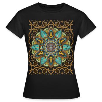 Mandala Design, Mandala 3D, Arabesque Vintage - T-shirt Femme - noir - Devant - AI Model Female 172 dark (172cm)