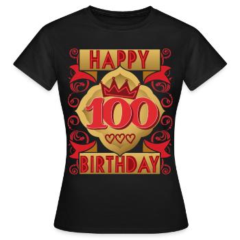 100e anniversaire 100e anniversaire en disant, design vintage - T-shirt Femme - noir - Devant - AI Model Female 172 dark (172cm)