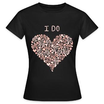 I Do, Herz-Rosen, Wedding, Team Braut, Hochzeit - Frauen T-Shirt - Schwarz - Vorne - AI Model Female 172 dark (172cm)