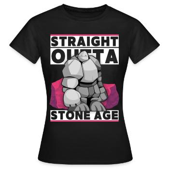 Steinzeit, Steinzeitmann, Höhlenmensch Spruch - Frauen T-Shirt - Schwarz - Vorne - AI Model Female 172 dark (172cm)