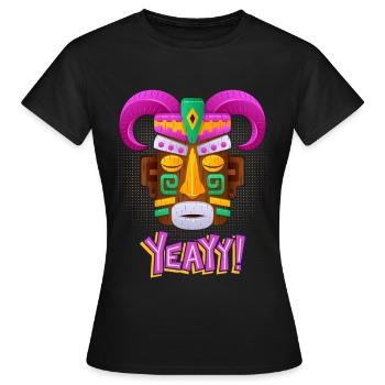 Azteken, Maya-Kultur, Tribal-Kultur Folklore-Maske - Frauen T-Shirt - Schwarz - Vorne - AI Model Female 172 dark (172cm)