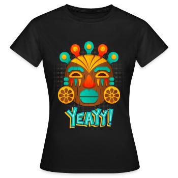 Azteken, Maya-Kultur, Tribal-Kultur Folklore-Maske - Frauen T-Shirt - Schwarz - Vorne - AI Model Female 172 dark (172cm)