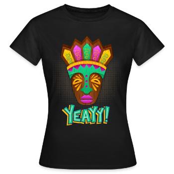 Azteken, Maya-Kultur, Tribal-Kultur Folklore-Maske - Frauen T-Shirt - Schwarz - Vorne - AI Model Female 172 dark (172cm)