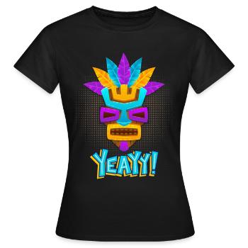 Azteken, Maya-Kultur, Tribal-Kultur Folklore-Maske - Frauen T-Shirt - Schwarz - Vorne - AI Model Female 172 dark (172cm)