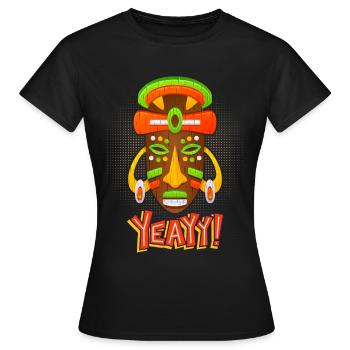 Azteken, Maya-Kultur, Tribal-Kultur Folklore-Maske - Frauen T-Shirt - Schwarz - Vorne - AI Model Female 172 dark (172cm)