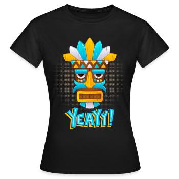 Azteken, Maya-Kultur, Tribal-Kultur Folklore-Maske - Frauen T-Shirt - Schwarz - Vorne - AI Model Female 172 dark (172cm)