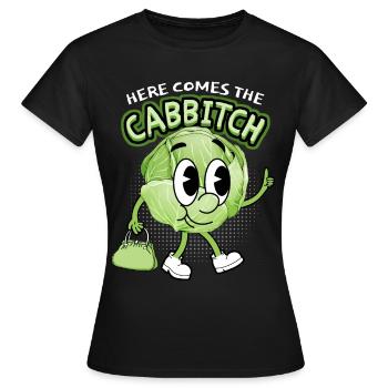 Cabbage, funny saying, Manga Cabbitch comic style - Women's T-Shirt - black - Front - AI Model Female 172 dark (172cm)