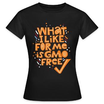 Lebensmittel ohne Gentechnik, GMO-Technik, Spruch - Frauen T-Shirt - Schwarz - Vorne - AI Model Female 172 dark (172cm)