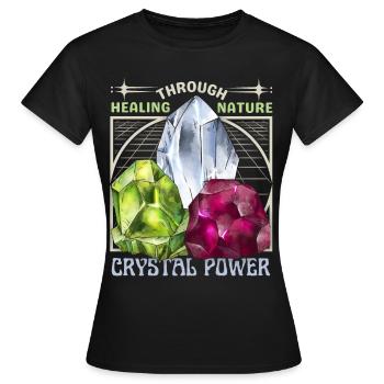 Cristaux de guérison, ésotérique, pouvoir cristallin - T-shirt Femme - noir - Devant - AI Model Female 172 dark (172cm)