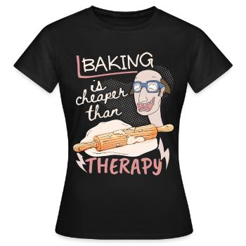 Baking, cake dough and dough roll, funny saying - Women's T-Shirt - black - Front - AI Model Female 172 dark (172cm)