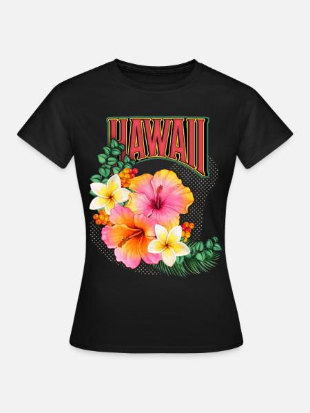 Hawaii, aloha hawaïen, fleur d’hibiscus - T-shirt Femme - noir
