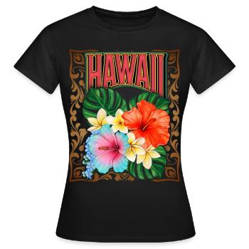 Vintage Hawaii, Hawaii, Hawaiian Aloha, Hibiscus - T-shirt Femme - noir - Devant - AI Model Female 172 dark (172cm)