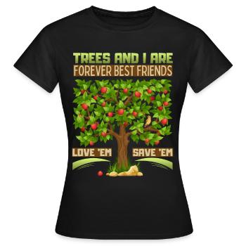 Apfelbaum-Illustration, Naturschutz, Spruch - Frauen T-Shirt - Schwarz - Vorne - AI Model Female 172 dark (172cm)