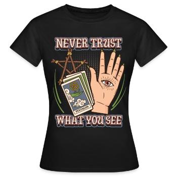 Wahrsagung Okkultismus Handlesen, Palmistry Spruch - Frauen T-Shirt - Schwarz - Vorne - AI Model Female 172 dark (172cm)