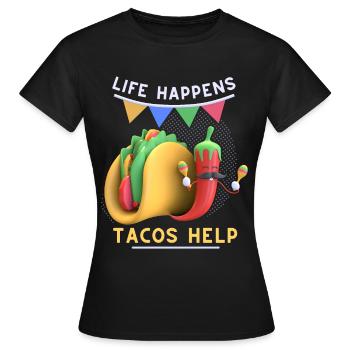 Lustiger Mexikanischer Taco, Pepperoni 3D Tacos - Frauen T-Shirt - Schwarz - Vorne - AI Model Female 172 dark (172cm)